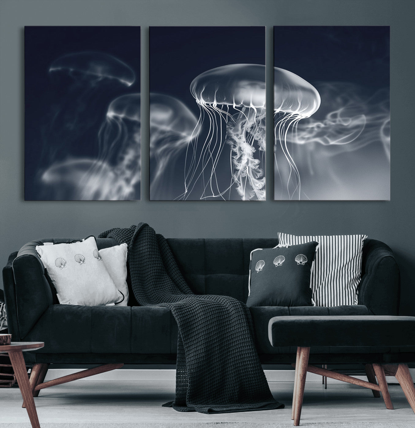 79301-MGV-CV-36X24-Jellyfish Wall Art Canvas Print, Modern Abstract Jellyfish Wall Decor