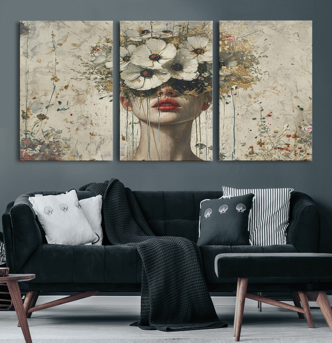 MGV-CV-60X30-3P - Abstract Floral Women Patel Wall Art Canvas Print