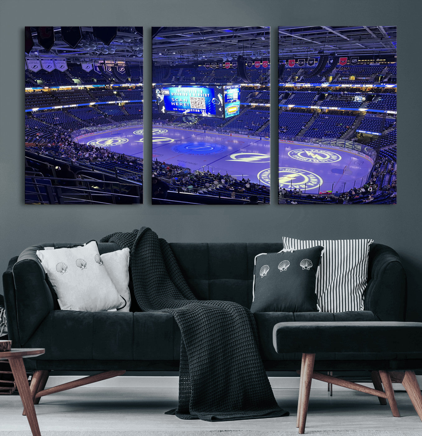43392-MGV-CV-60X30-3P-Amalie Arena Florida Wall Art Canvas Print - NHL Hockey Stadium Print Wall Art