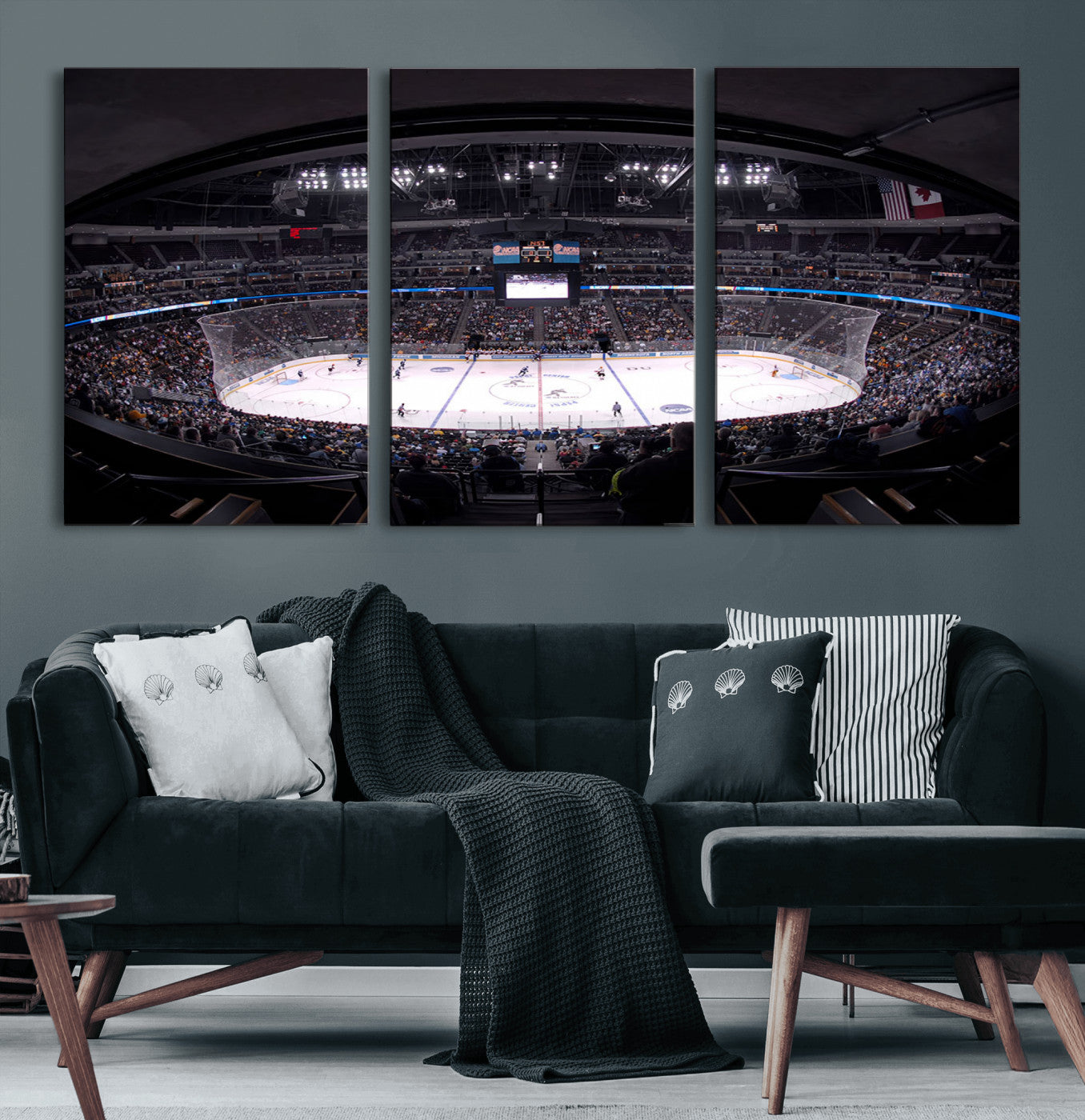 54576-MGV-CV-60X30-3P-Ball Arena Denver Colorado Avalanche Hockey Team Wall Art Canvas Print - Denver Ice Hockey Stadium