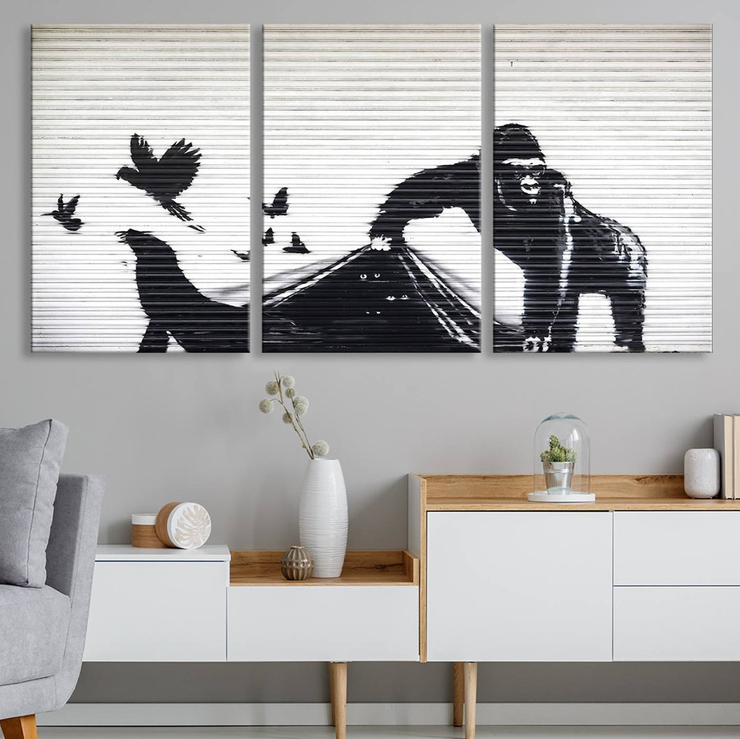 Banksy London Zoo Graffiti Wall Art Canvas Print