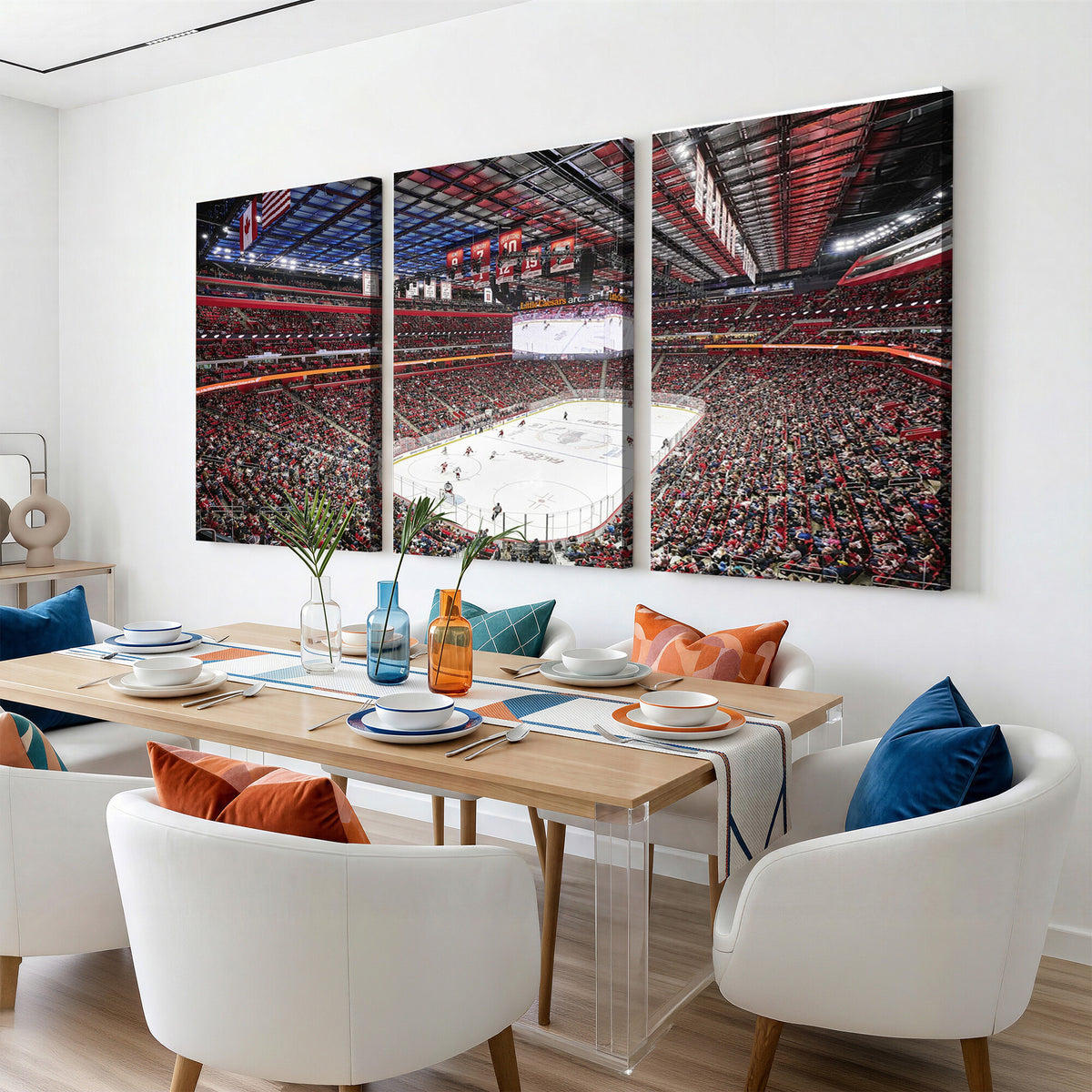 62263-MGV-CV-36X24 - Barton Malow Little Caesars Arena Detroit Wall Art Canvas Print - Detroit Hockey and Basketball