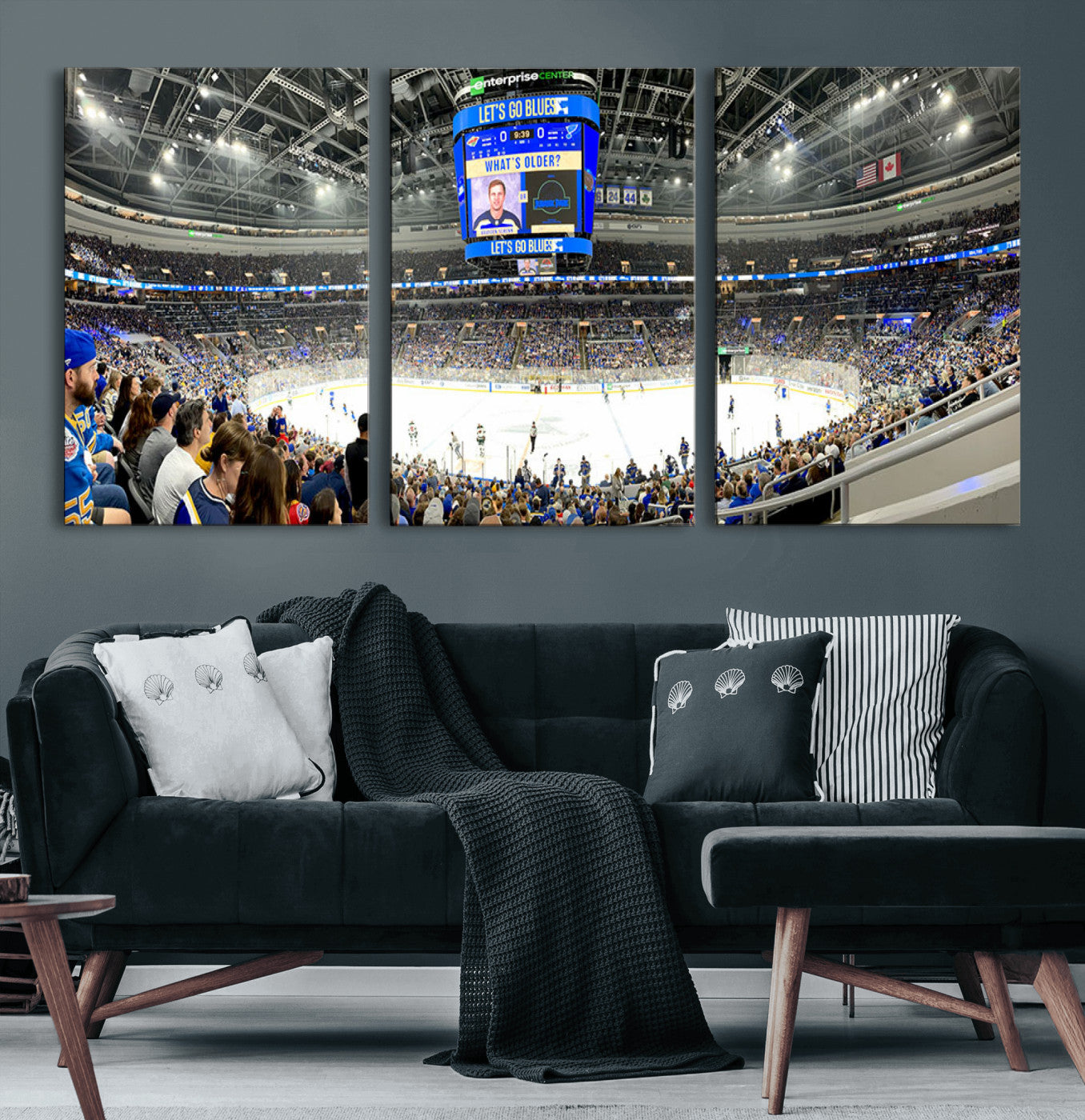 MGV-CV-60X30-3P - Enterprise Center | Missouri St. Louis Blues Ice Hockey Stadium Wall Art | Canvas Print | Ready to