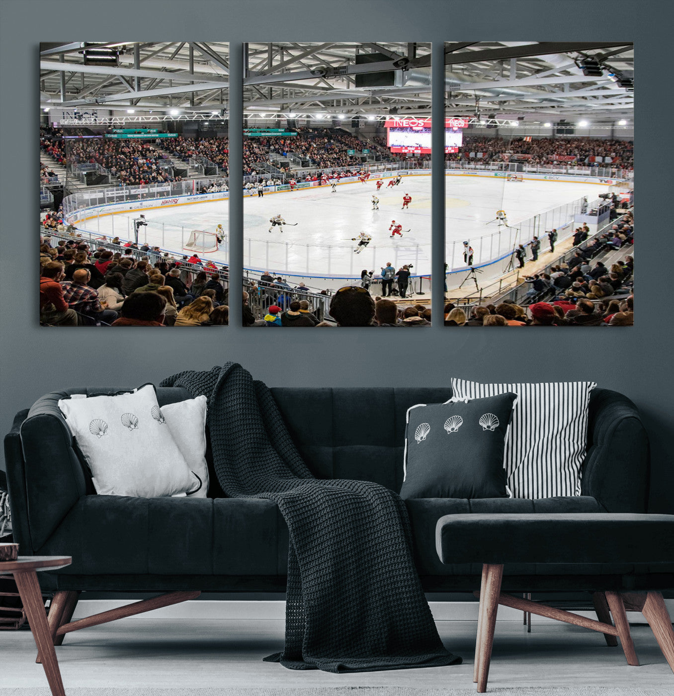 79352-MGV-CV-60X30-3P-Lausanne Arena Ice Hockey Stadium Wall Art Canvas Print, Framed Lausanne Arena Ice Hockey Canvas