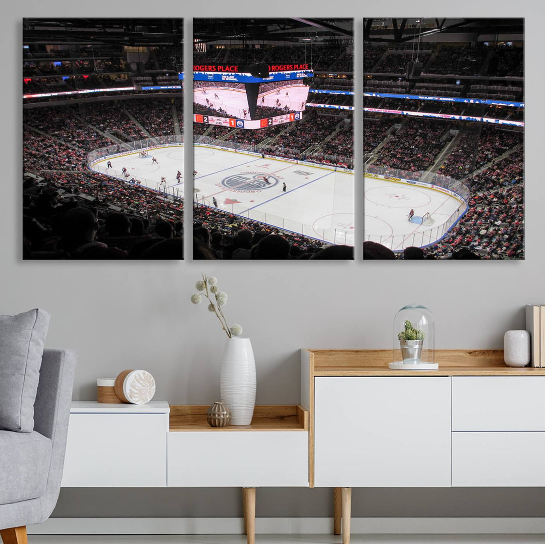 Rogers Place Edmonton Oilers Ice Hockey Stadium Wall Art Canvas Print