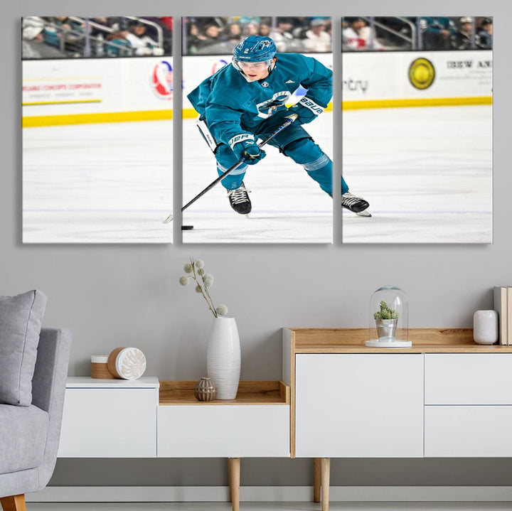 San Jose SharksIce Hockey Player Wall Art Canvas Print