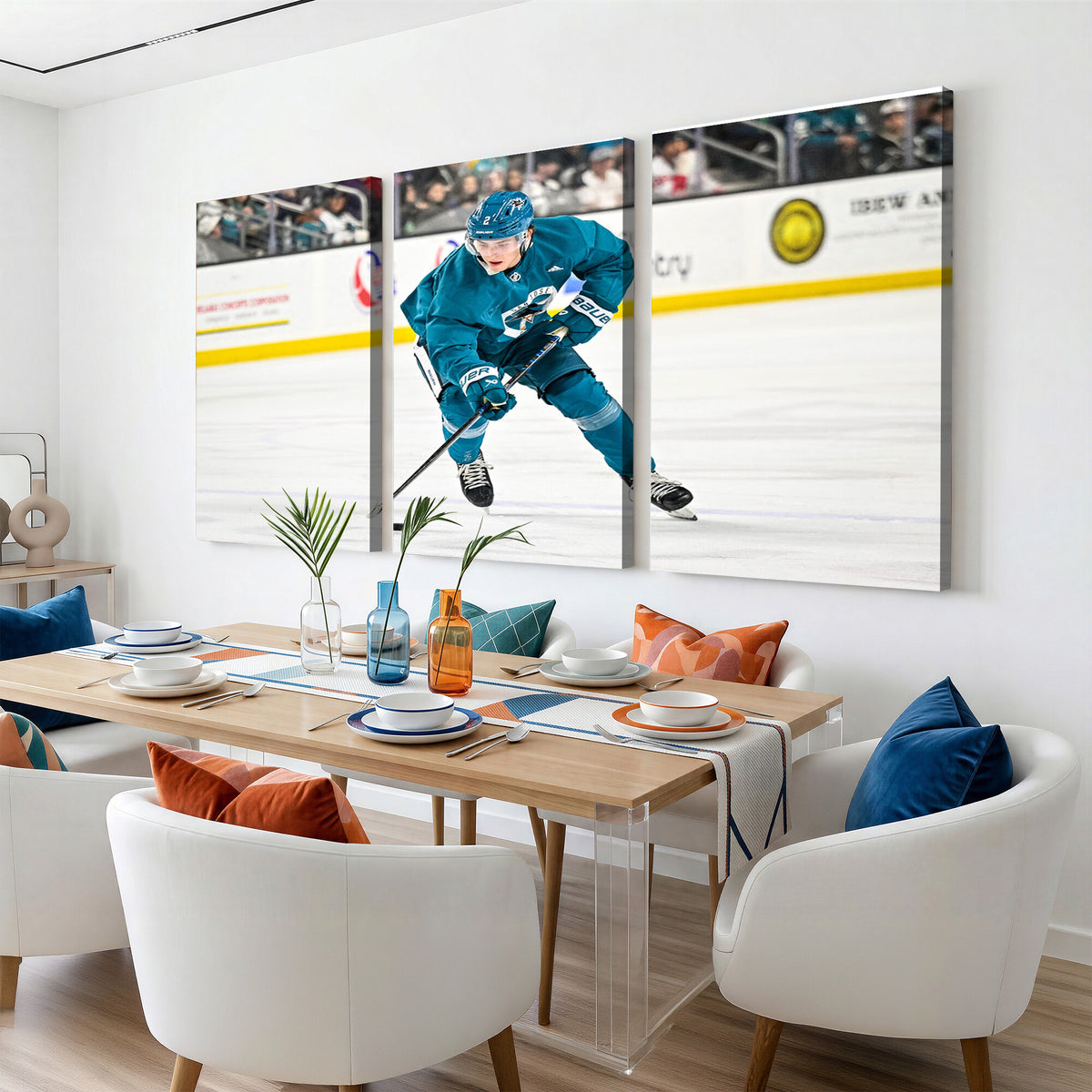 69179-MGV-CV-36X24 - San Jose Sharks Ice Hockey Player Wall Art Canvas Print