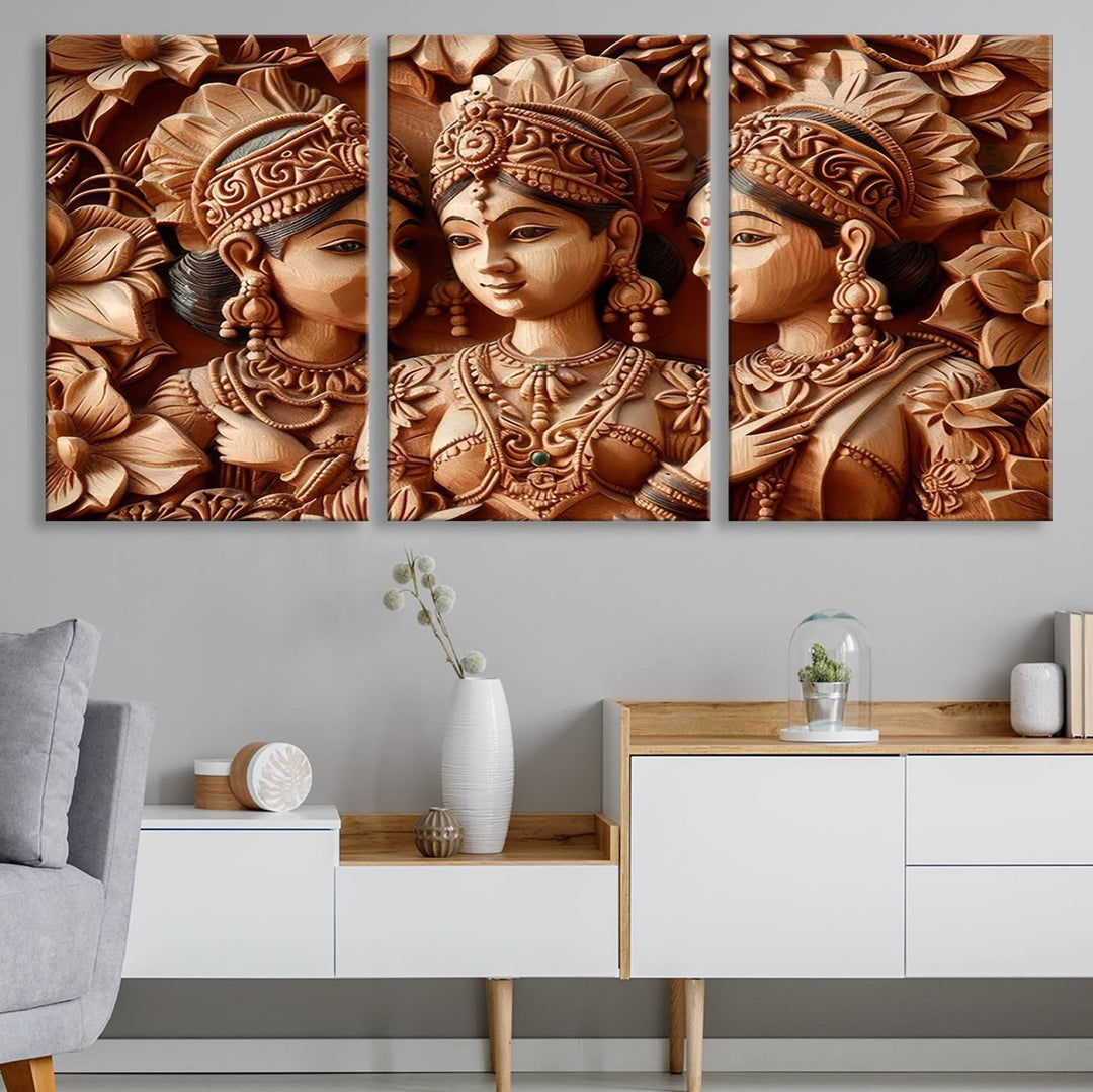 Indian Woman Statue Wall Art Canvas Print