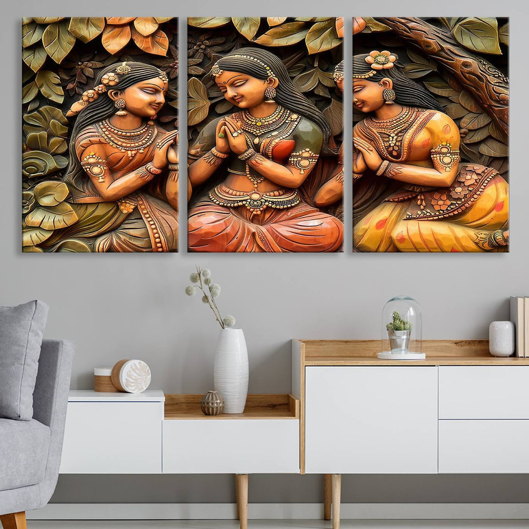 Indian Woman Statue Wall Art Canvas Print