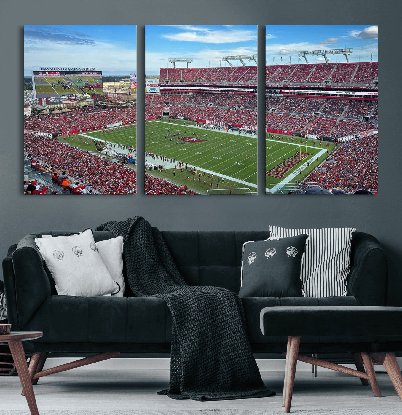 MGV-CV-60X30-3P - Florida Tampa Raymond James Stadium Wall Art Canvas Print - NFL Football Stadium Print Canvas
