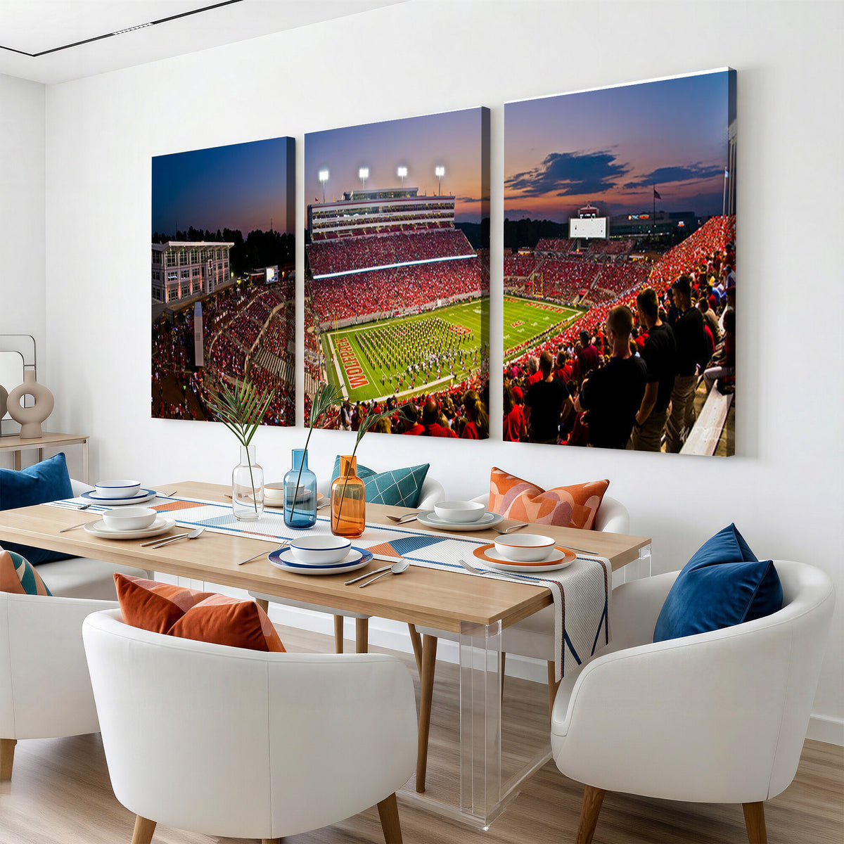 87655-MGV-CV-36X24 - NC State Wolfpack Football Team Print - Raleigh Carter-Finley Stadium Wall Art Canvas Print