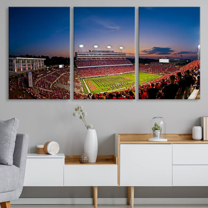 NC State Wolfpack Football Team Print - Raleigh Carter-Finley Stadium Wall Art Canvas Print