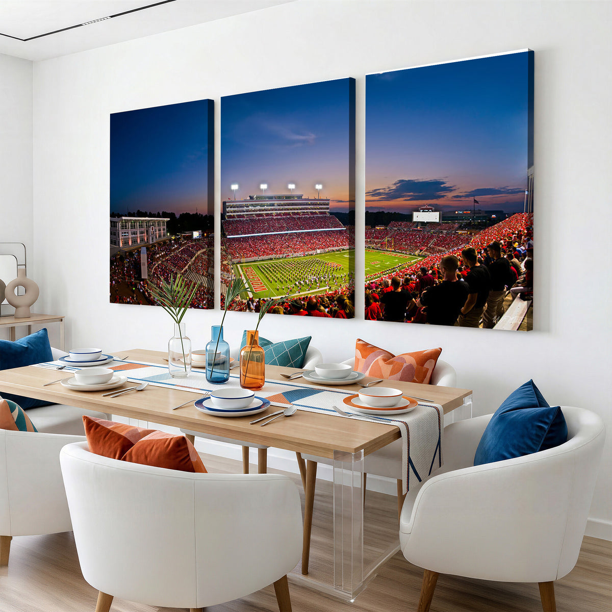 33313-MGV-CV-36X24 - NC State Wolfpack Football Team Print - Raleigh Carter-Finley Stadium Wall Art Canvas Print