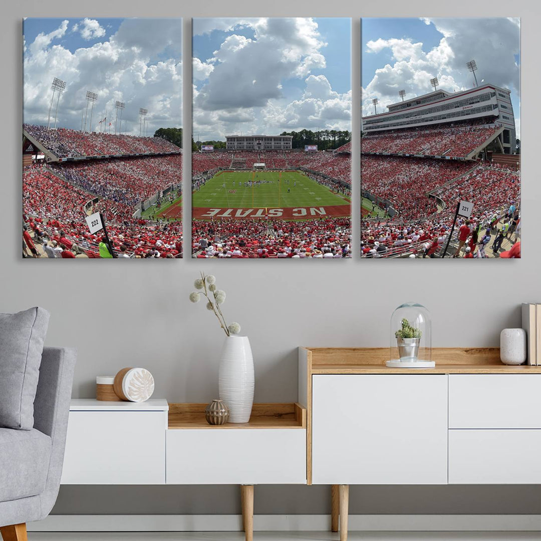 NC State Wolfpack Football Team Print - Raleigh Carter-Finley Stadium Wall Art Canvas Print