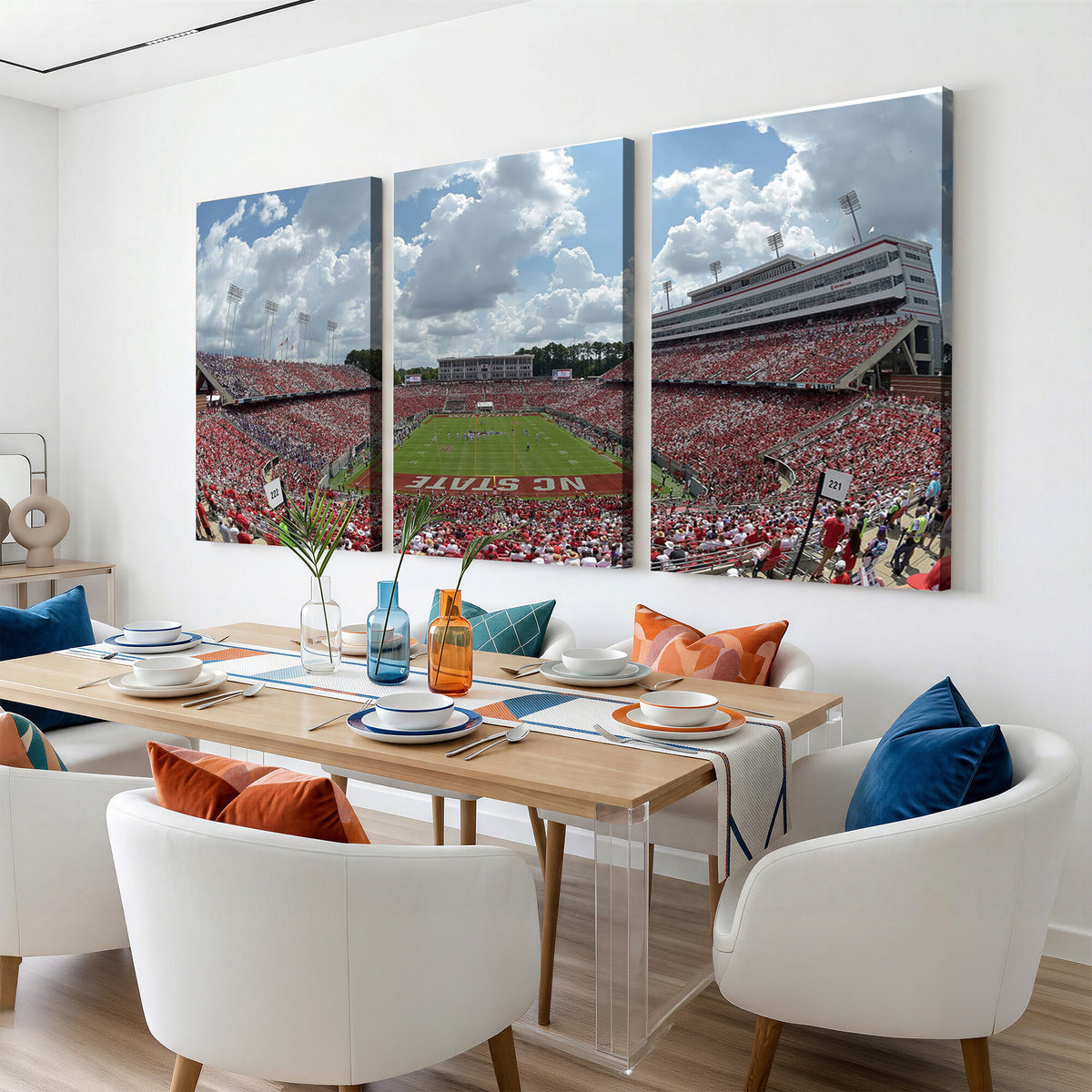 30640-MGV-CV-36X24 - NC State Wolfpack Football Team Print Canvas- Raleigh Carter-Finley Stadium Wall Art Canvas Print