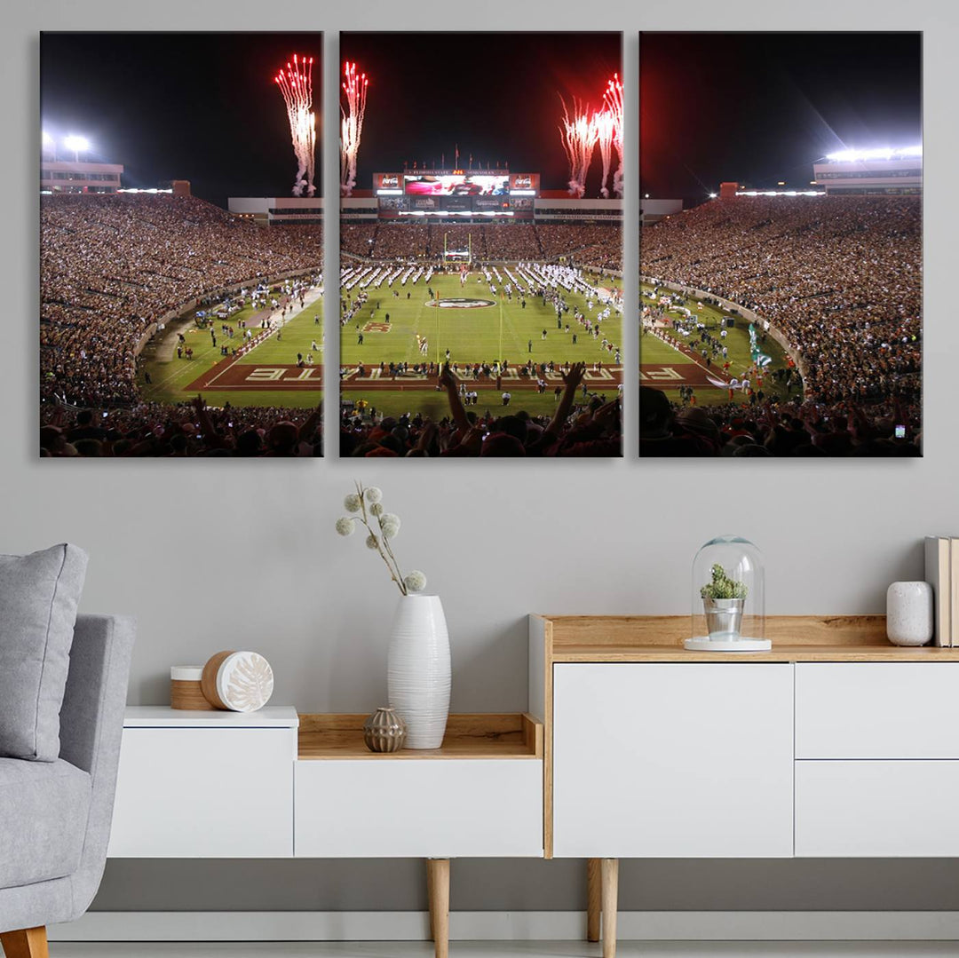 Florida State Seminoles Football Team Print - Tallahassee Doak Campbell Stadium Wall Art Canvas Print