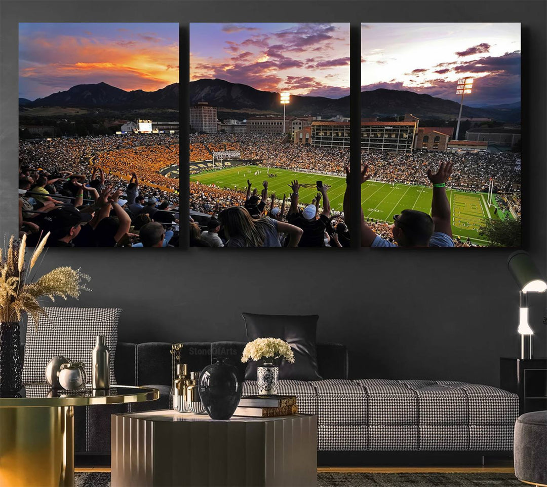 Colorado Buffaloes Football Team Print - Boulder Folsom Field Stadium Wall Art Canvas Print