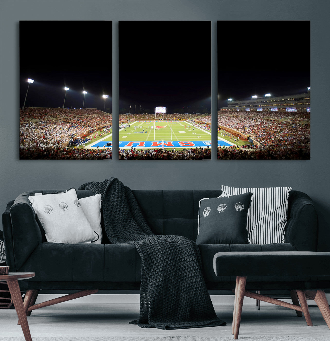 87912-MGV-CV-60X30-3P-SMU Mustangs Football Team Print - Dallas Gerald J. Ford Stadium Wall Art Canvas Print