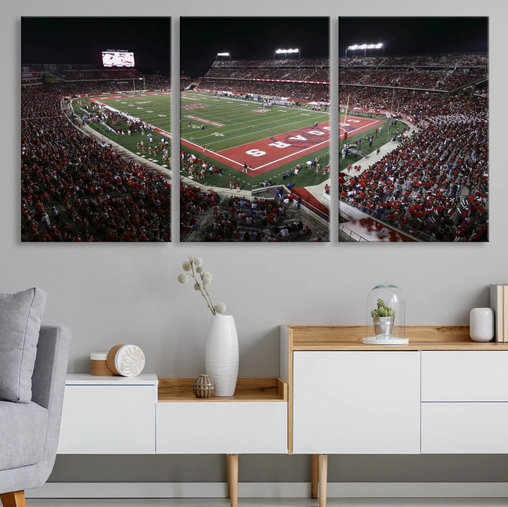 Houston Cougars Football Team Print - Houston TDECU Stadium Wall Art Canvas Print