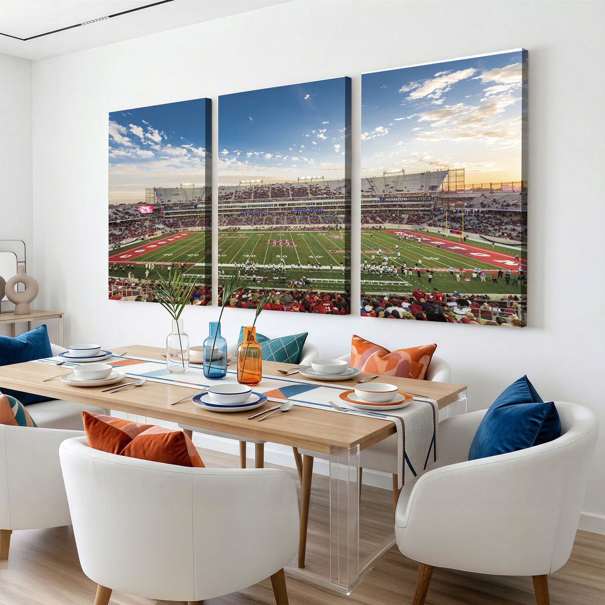 36612-MGV-CV-36X24 - Framed Houston Cougars Football Team Print - Houston TDECU Stadium Wall Art Canvas Print