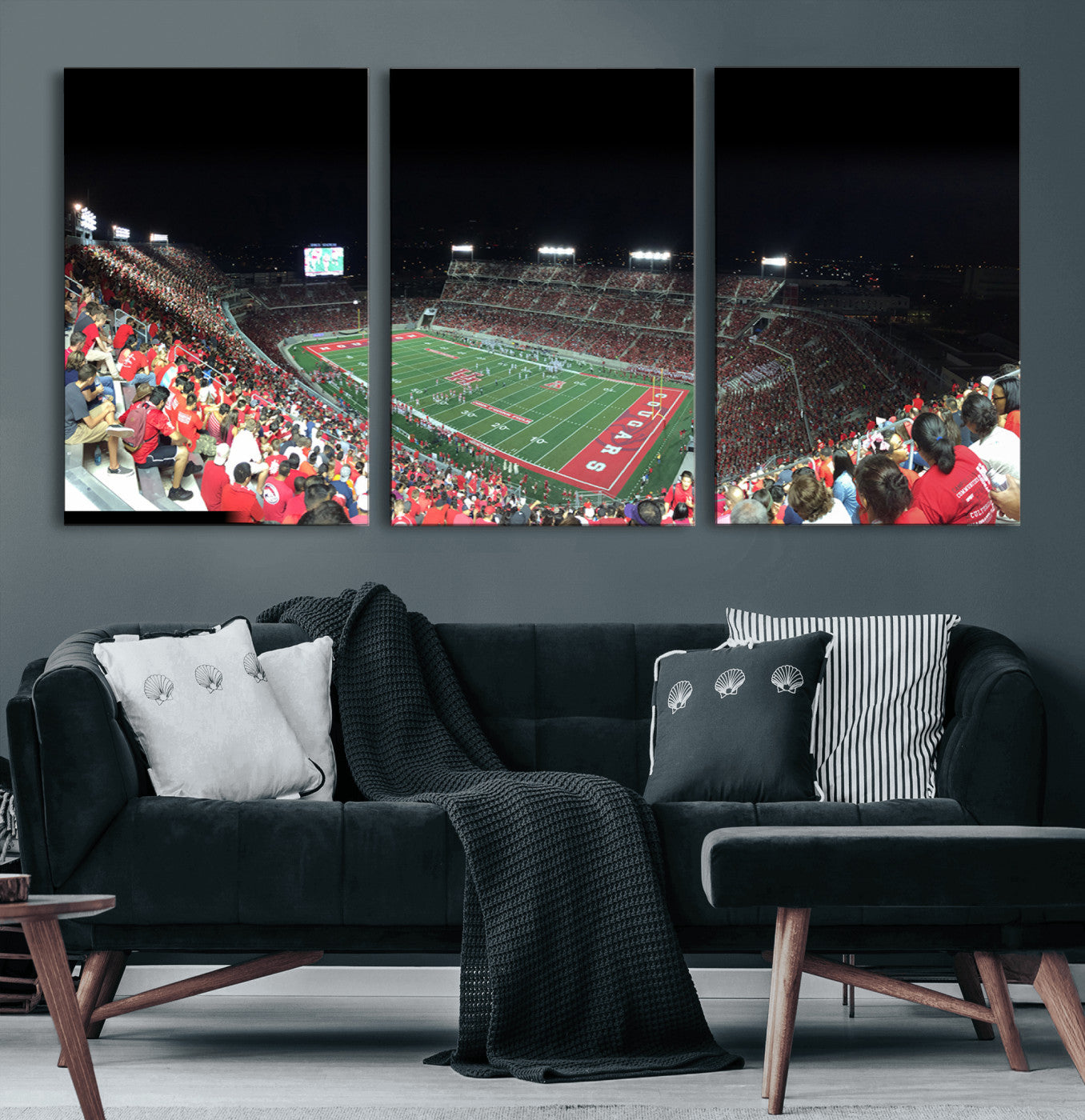 67036-MGV-CV-60X30-3P-Houston Cougars Football Team Print - Houston TDECU Stadium Wall Art Canvas Print