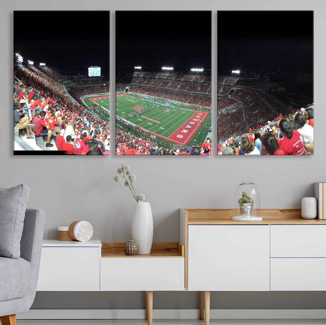 Houston Cougars Football Team Print - Houston TDECU Stadium Wall Art Canvas Print