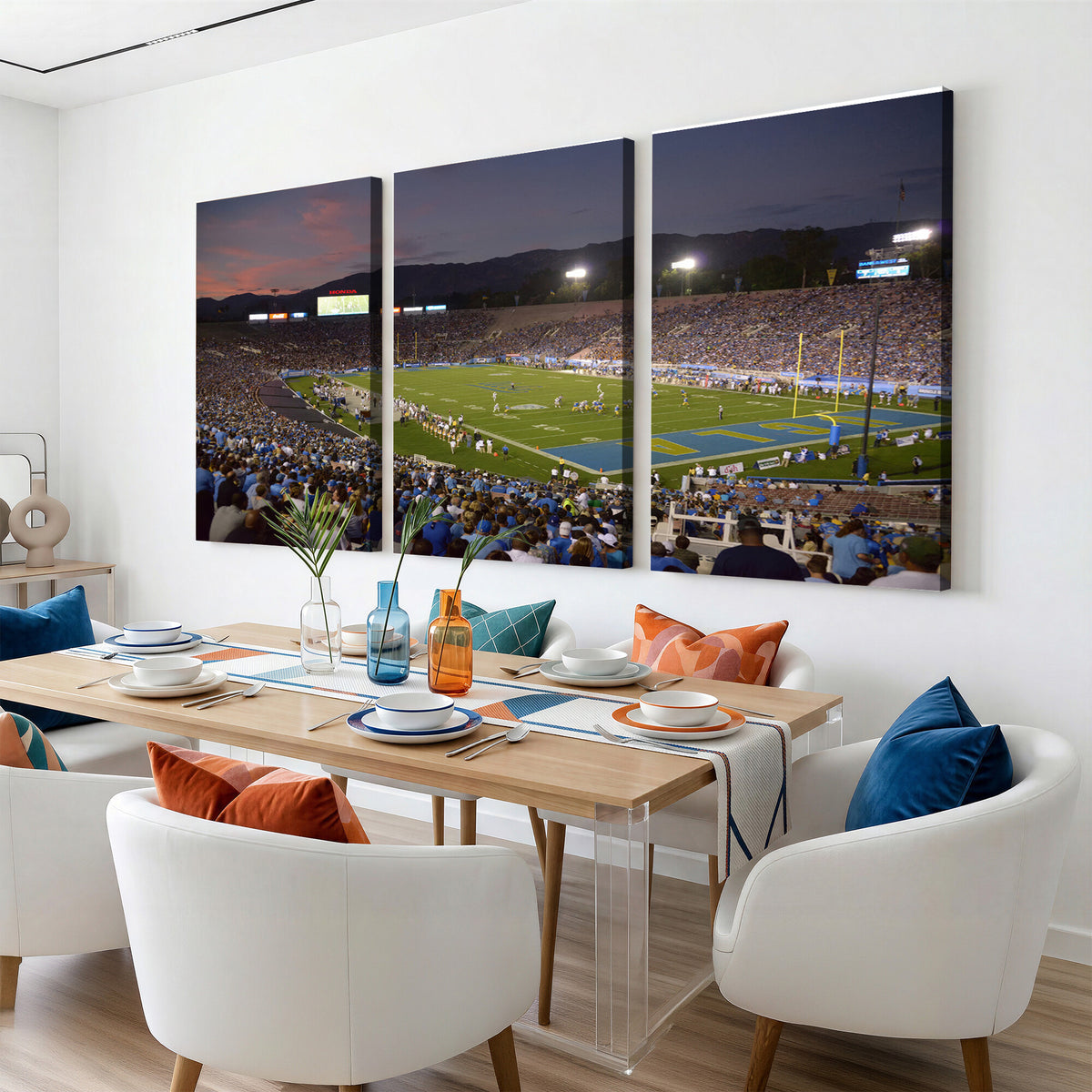 90359-MGV-CV-36X24 - UCLA Bruins Football Team Print - Pasadena Rose Bowl Stadium Wall Art Canvas Print
