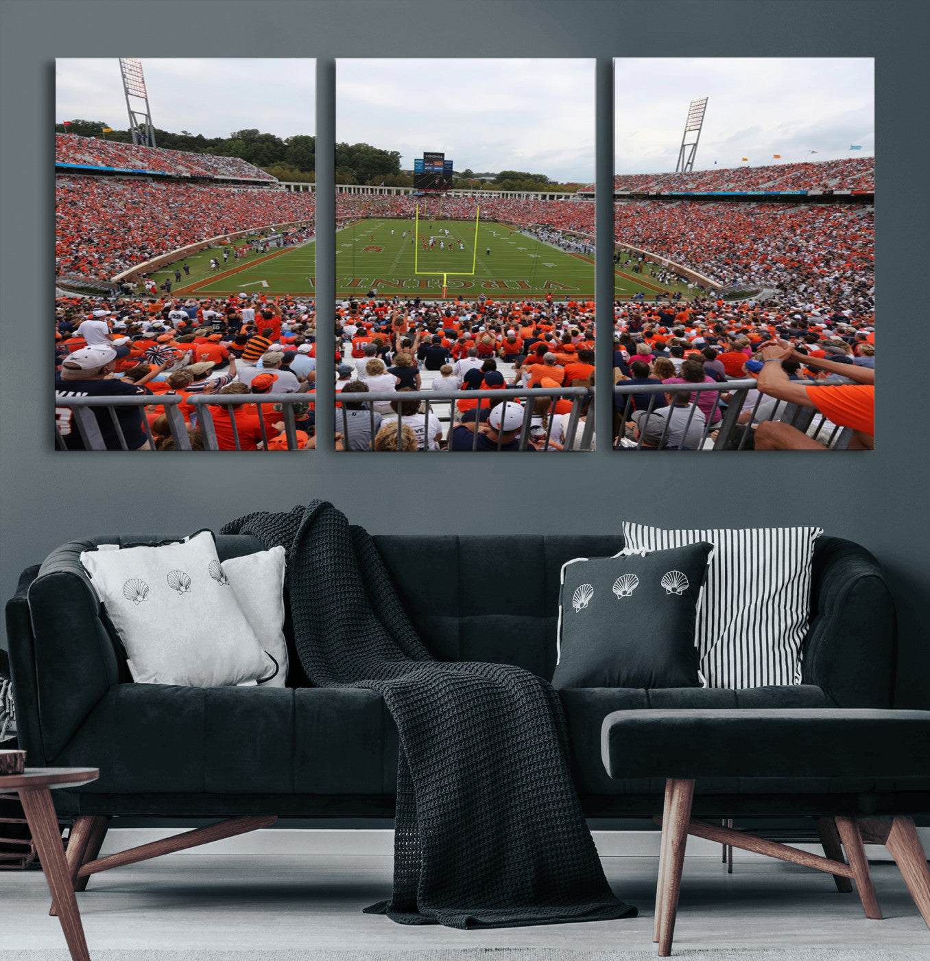 63606-MGV-CV-80X40-5P-Virginia Cavaliers Football Team Print - Charlottesville Scott Stadium Print Wall Art Canvas