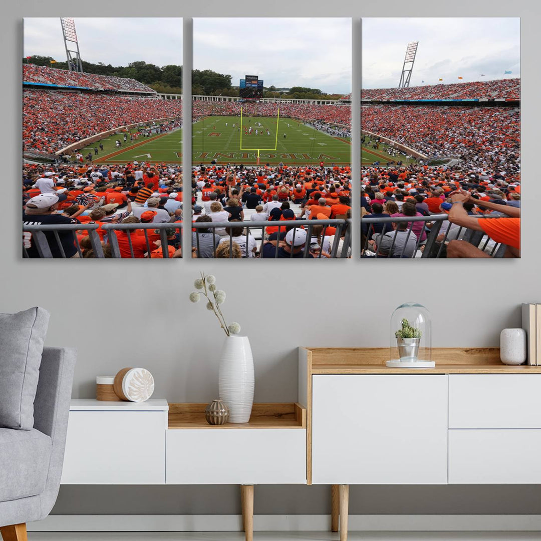 Virginia Cavaliers Football Team Print - Charlottesville Scott Stadium Wall Art Canvas Print