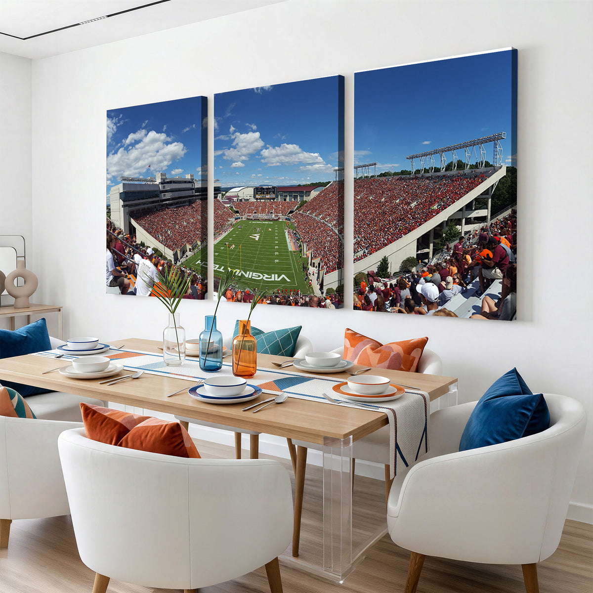 87769-MGV-CV-36X24 - Virginia Tech Hokies Football Team Print - Blacksburg Lane Stadium Wall Art Canvas Print