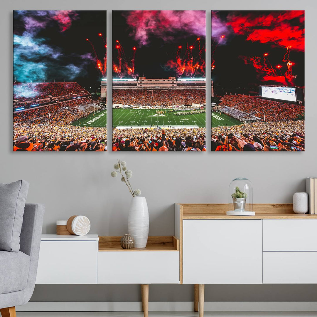 Virginia Tech Hokies Football Team Print - Blacksburg Lane Stadium Wall Art Canvas Print