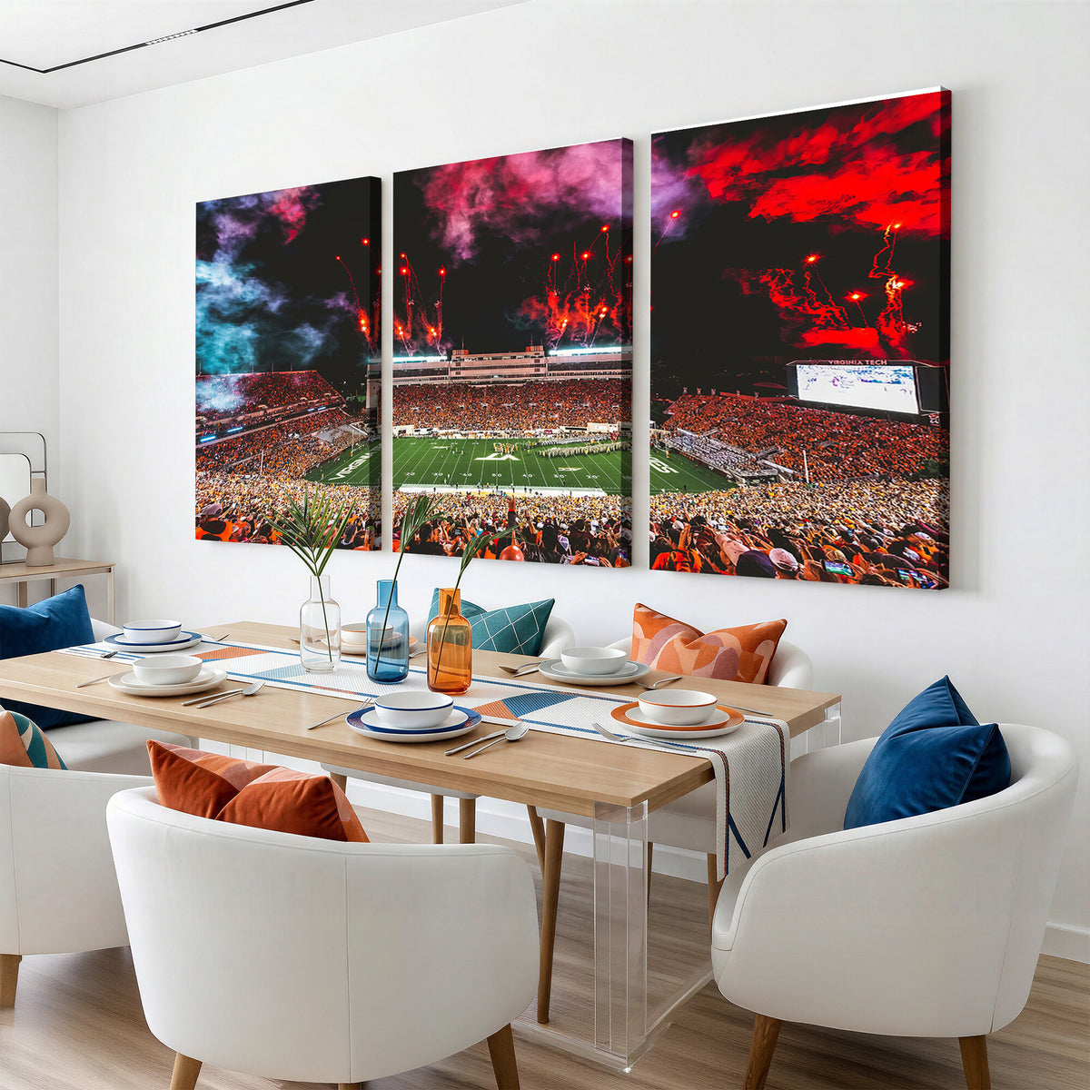 65761-MGV-CV-36X24 - Virginia Tech Hokies Football Team Print - Blacksburg Lane Stadium Wall Art Canvas Print