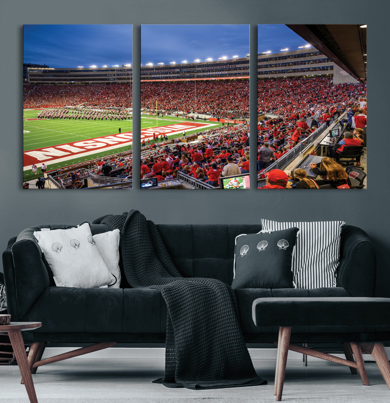 57601-MGV-CV-36X24-Wisconsin Badgers Football Team Print - Madison Camp Randall Stadium Wall Art, Wisconsin Badgers