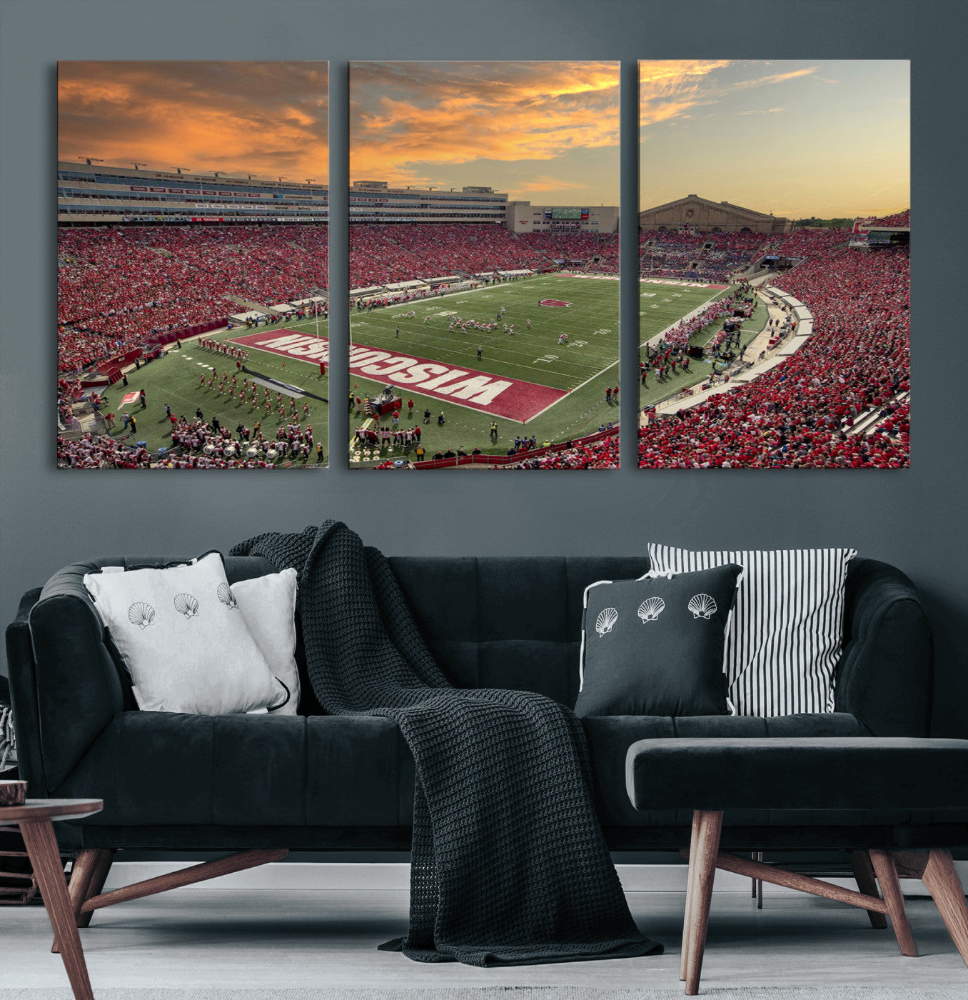 MGV-CV-60X30-3P - Camp Randall Stadium Wisconsin Badgers Large Wall Art Canvas Print | College Football Stadium Wall