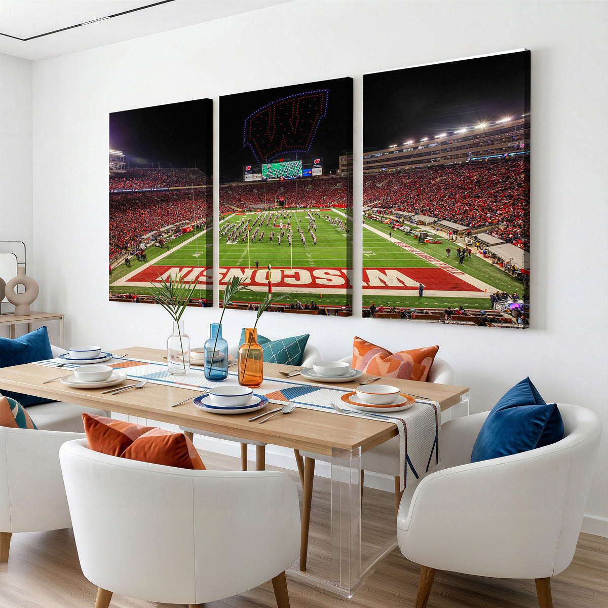 34125-MGV-CV-36X24 - Wisconsin Badgers Football Team Print Canvas- Madison Camp Randall Stadium Wall Art Canvas Print