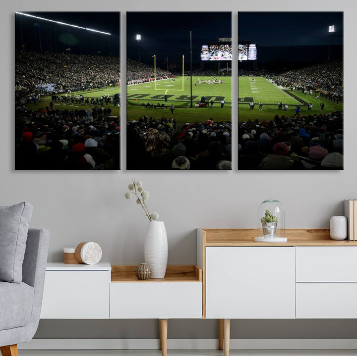 Purdue Boilermakers Football Team Print - West Lafayette Ross–Ade Stadium Wall Art Canvas Print