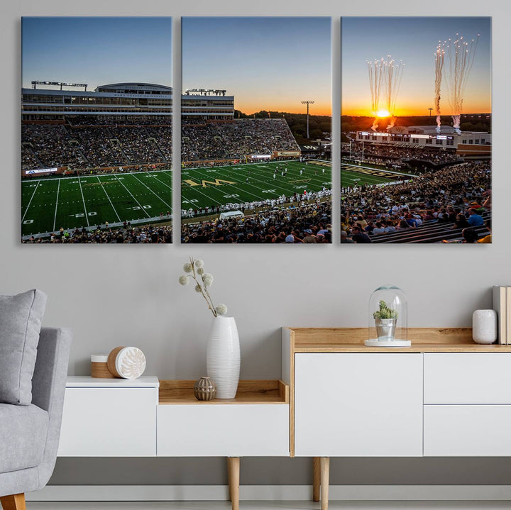 Demon Deacons Football Team Print - Winston-Salem Allegacy Federal Credit Union Stadium Wall Art Canvas Print