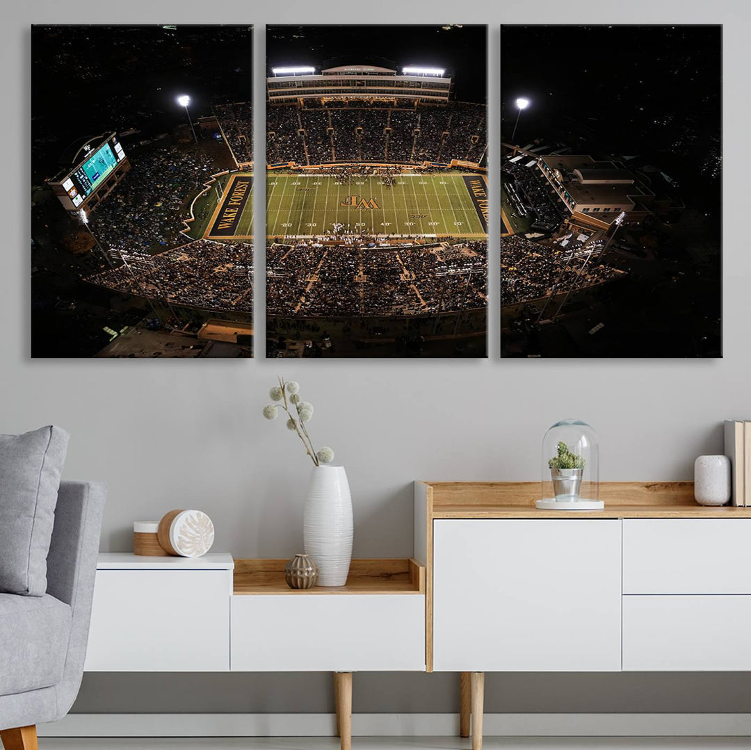 Wake Forest University Demon Deacons Football Team Print - Winston-Salem Allegacy Federal Credit Union Stadium Wall Art Canvas Print