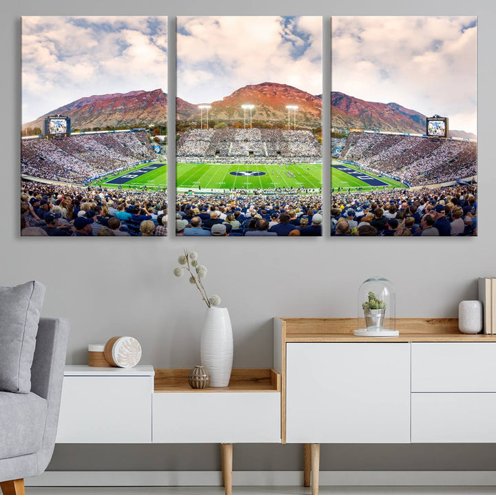 Brigham Young University Cougars Football Team Print - Provo LaVell Edwards Stadium Wall Art Canvas Print.