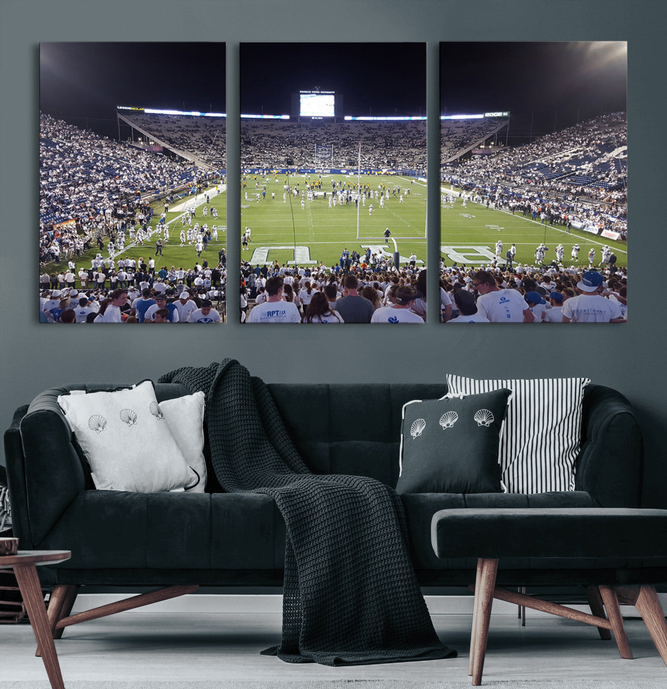MGV-CV-60X30-3P - Brigham Young University Cougars Football Print Canvas - Provo LaVell Edwards Stadium Wall Art