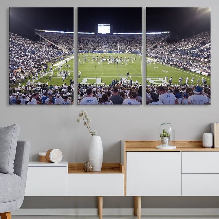 Brigham Young University Cougars Football Team Print - Provo LaVell Edwards Stadium Wall Art Canvas Print.