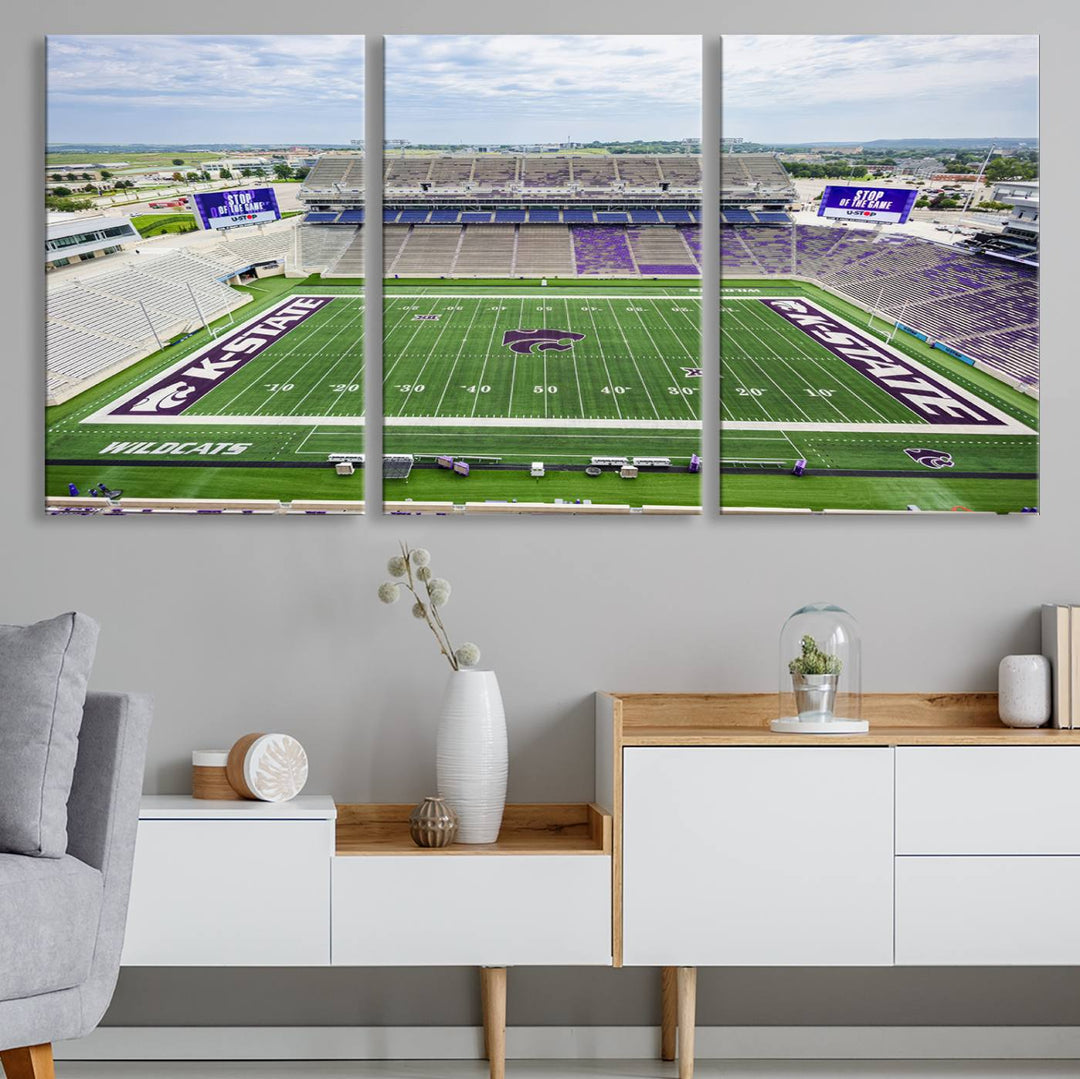 KState Wildcats Football Team Print - Manhattan Bill Snyder Family Football Stadium Wall Art Canvas Print