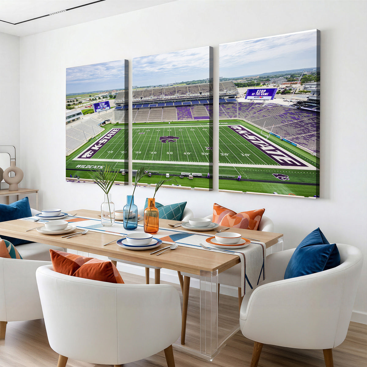 29452-MGV-CV-36X24 - KState Wildcats Football Team Print - Manhattan Bill Snyder Family Football Stadium Wall Art Canvas