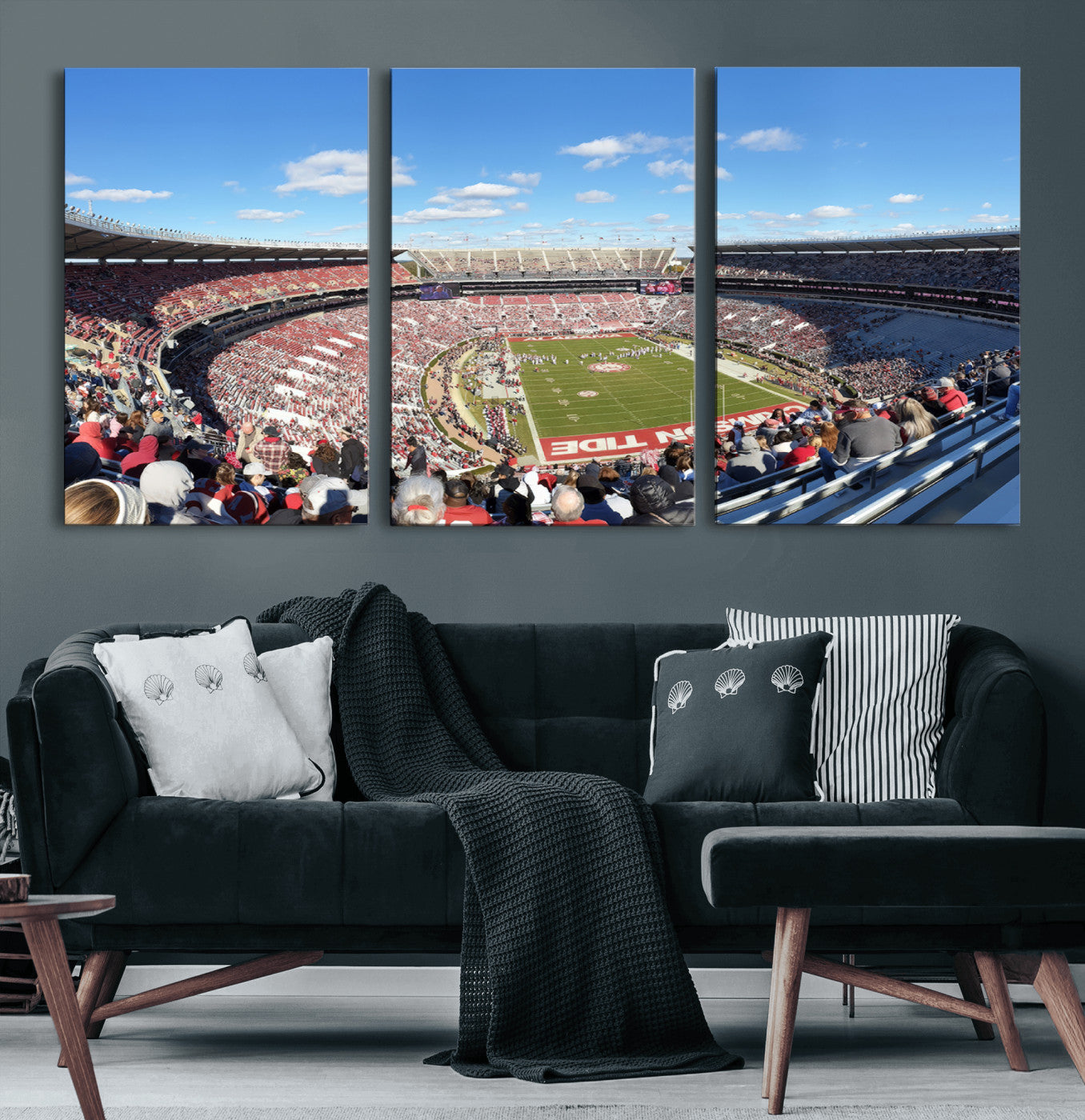 MGV-CV-60X30-3P - University of Alabama Crimson Tide Print Wall Art - Tuscaloosa Bryant-Denny Stadium Wall Art Canvas