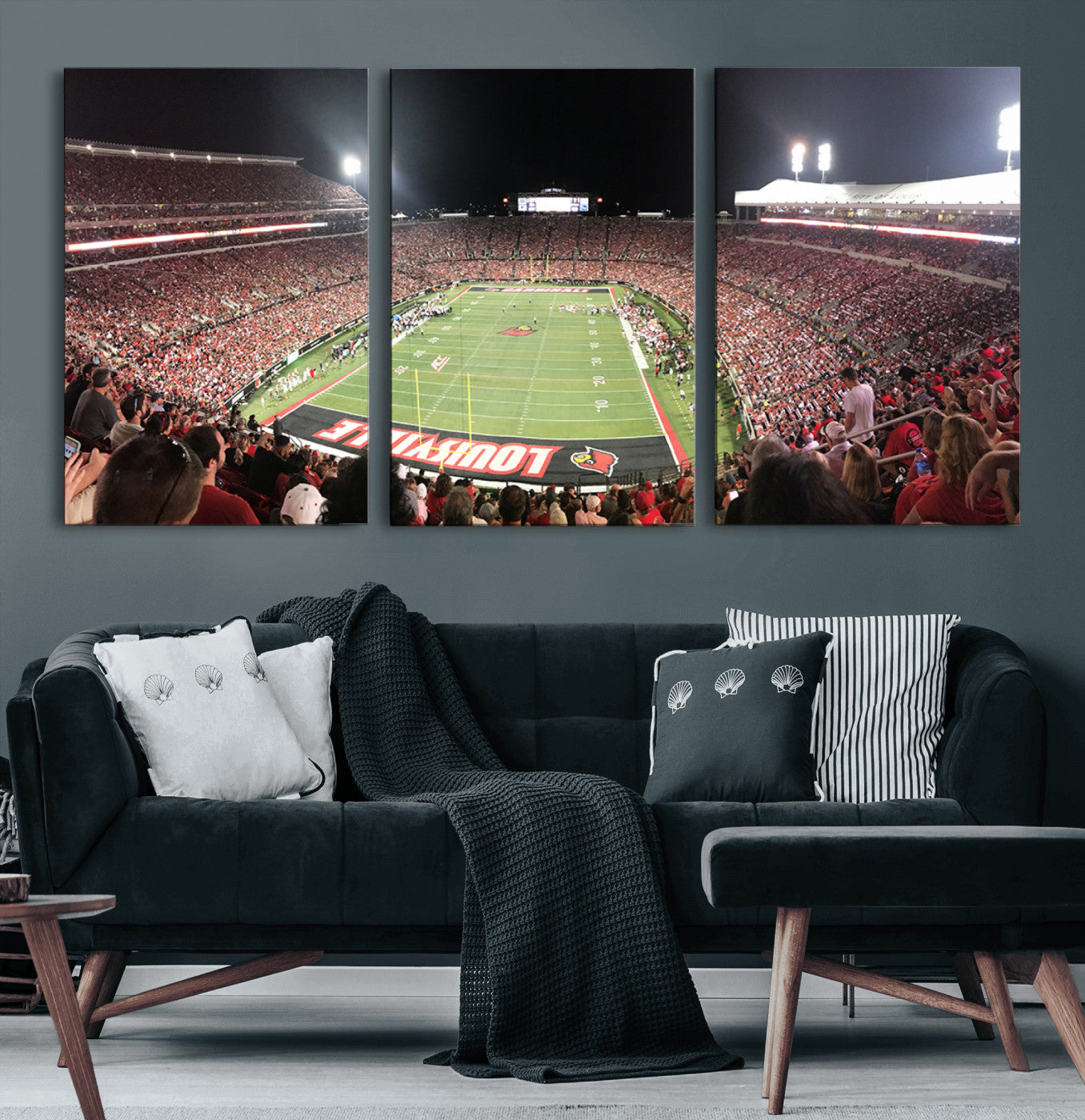 MGV-CV-60X30-3P - University of Louisville Cardinals Football Team Print - Louisville Cardinal Stadium Wall Art Canvas