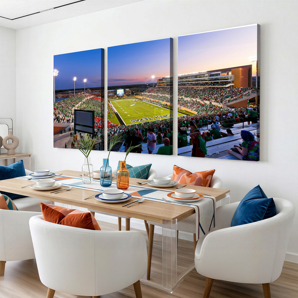 81582-MGV-CV-36X24 - University of North Texas Mean Green Football Team Print - Denton DATCU Stadium Wall Art Canvas