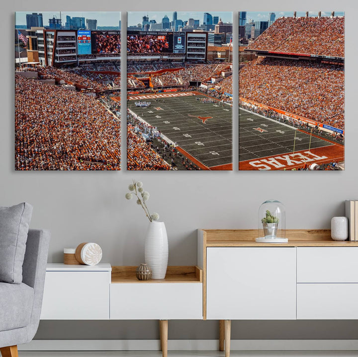 University of Texas Longhorns Football Team Print - Austin Darrell K Royal-Texas Memorial Stadium Wall Art Canvas Print