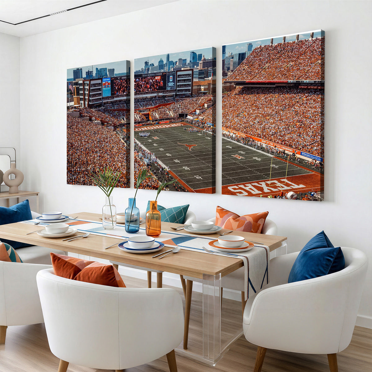 92103-MGV-CV-36X24 - University of Texas Longhorns Football Team Print - Austin Darrell K Royal-Texas Memorial Stadium