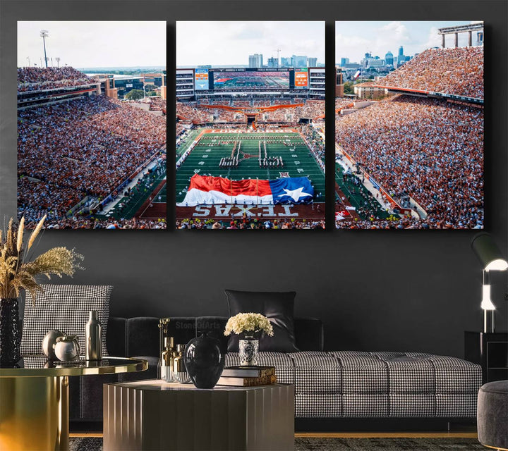 University of Texas Longhorns Football Team Canvas Print - Austin Darrell K Royal-Texas Memorial Stadium Wall Art Canvas Print