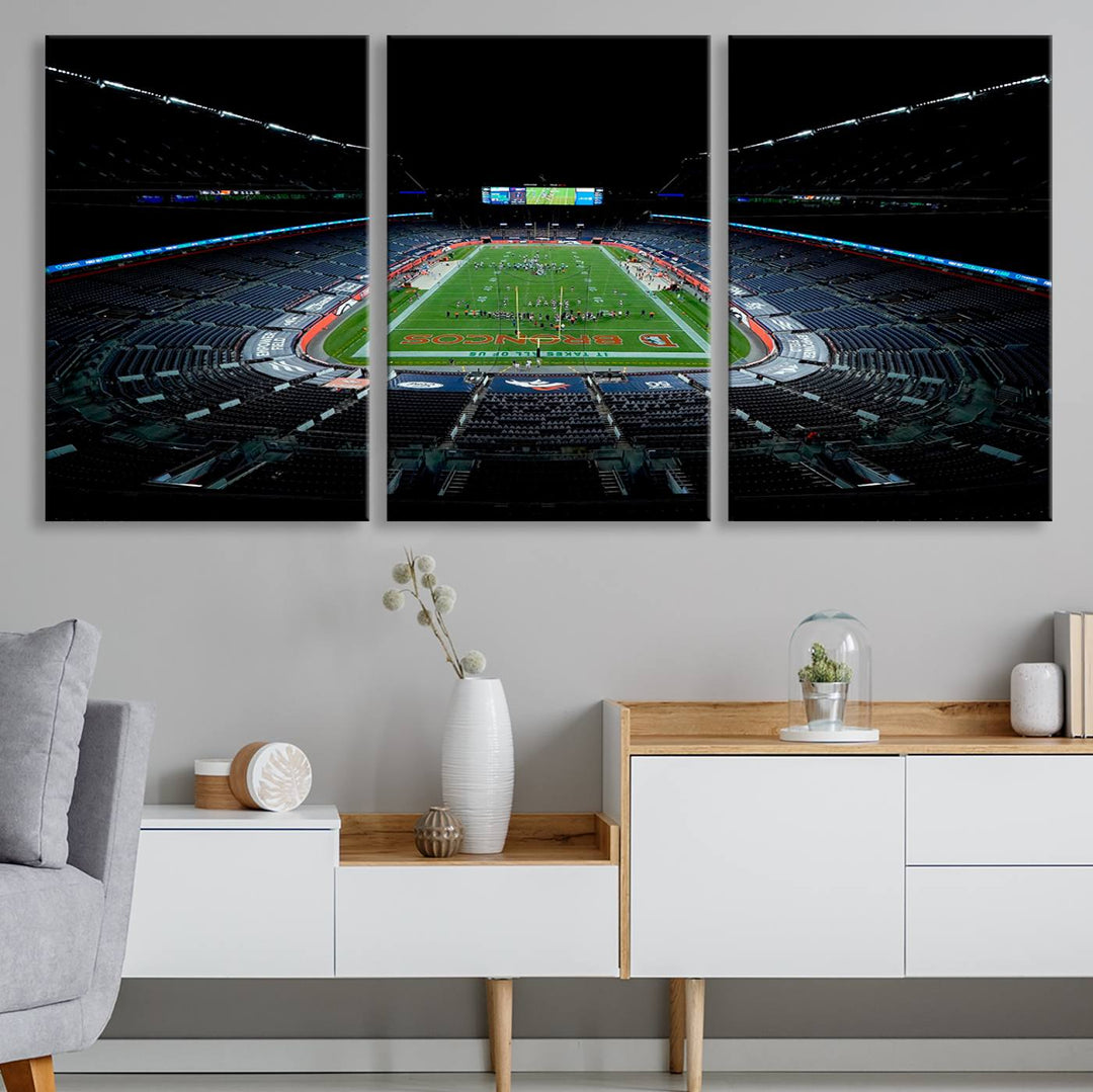 Denver Broncos Football Team Print - Denver Empower Field at Mile High Stadium Wall Art Canvas Print